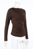 Elegant Draped Long-Sleeve Blouse