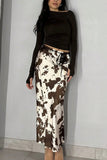 Patterned Elastic Waist Skirt