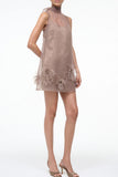 Feather-Embellished Sleeveless Dress