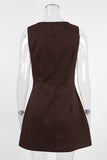 Buttoned Sleeveless Mini Dress