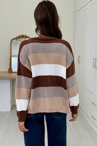 Striped Button-Down Cardigan Sweater