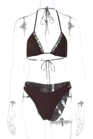 Chic Button-Embellished Bikini Set