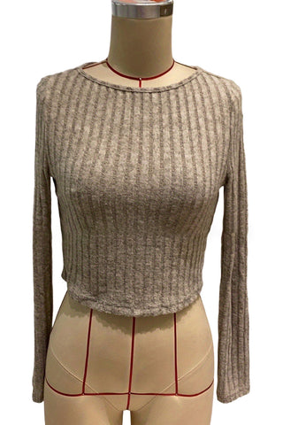 Ribbed Skirt Set with Long Sleeve Top