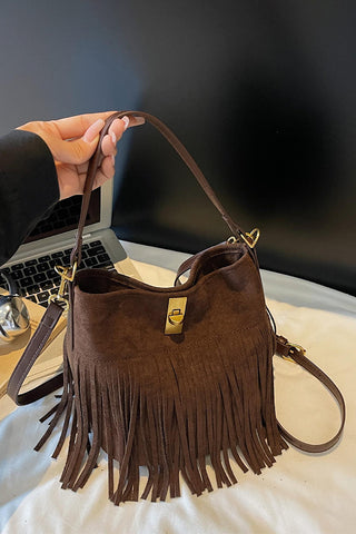 Fringe Accent Shoulder Crossbody Bag