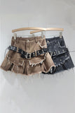 Distressed Mini Skirt with Belt