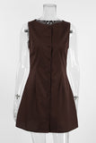 Sleeveless Button-Down Casual Dress