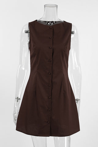 Sleeveless Button-Down Casual Dress