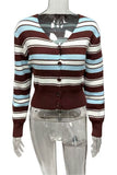 Striped Button-Front Cardigan
