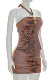 Halter Neck Ruched Mini Dress