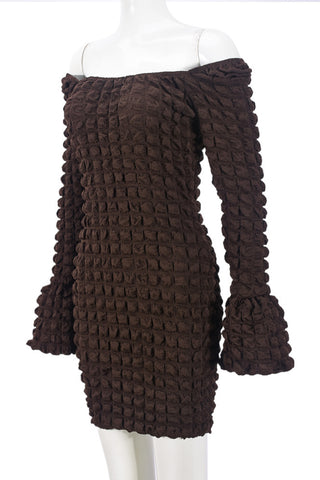 Textured Off-Shoulder Mini Dress