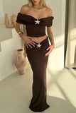 Off-Shoulder Star Embellished Set