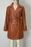 Stylish Double-Breasted Faux Leather Blazer