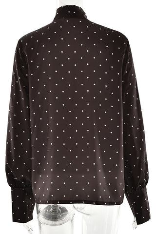 Polka Dot Tie-Neck Blouse