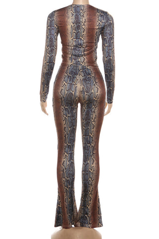Snakeskin Print Pants Set