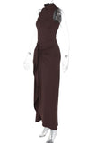 Sleeveless Ruched Maxi Evening Dress