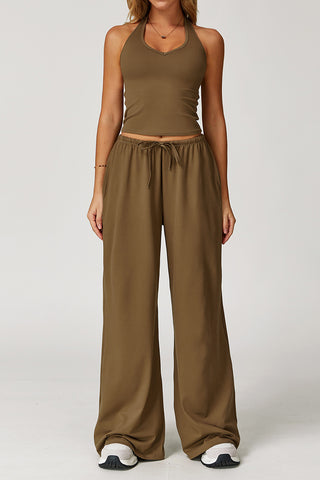 Halter Neck Wide-Leg Pants Set