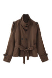 Buttoned Belted Jacket