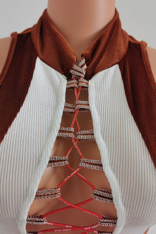 Lace-Up Halter Casual Dress
