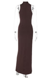 Sleeveless Ruched Maxi Evening Dress