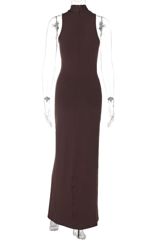 Sleeveless Ruched Maxi Evening Dress