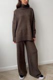 Cozy Turtleneck Knit Pants Set