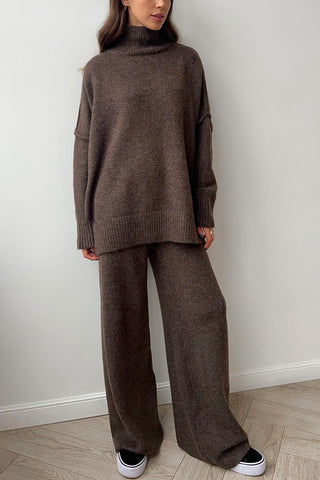 Cozy Turtleneck Knit Pants Set