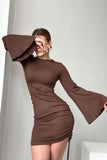 Ruched Floral Long-Sleeve Casual Dress