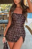 Textured Embellished Mini Dress