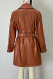 Stylish Double-Breasted Faux Leather Blazer