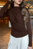 Elegant Draped Long-Sleeve Blouse