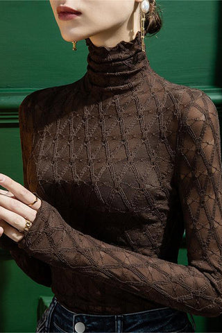 Lace High-Neck Blouse