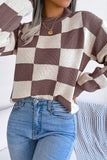Checkered Knit Sweater