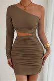 One-Shoulder Cutout Casual Dress