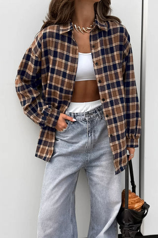 Oversized Plaid Button-Down Shirt