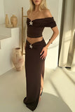 Off-Shoulder Star Embellished Set