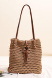Woven Tote Bag with Tassel Accent