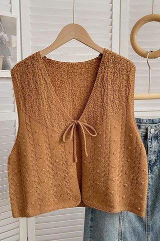 Textured Knit Tie-Front Vest