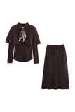 Elegant Two-Piece Skirt Set with Knit Details