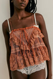 Lace-Trimmed Ruffle Camisole
