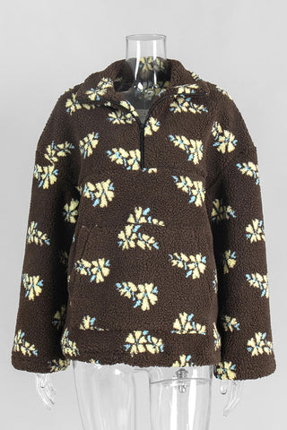 Floral-Print Mock Neck Sweatshirt