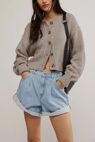 Button-Up Cardigan with Relaxed Fit