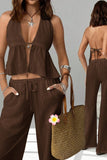 Halter Top and Wide-Leg Pants Set