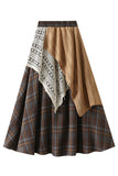 Layered Plaid Midi Skirt