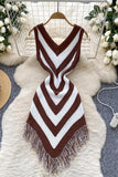 Striped Fringe Casual Dress