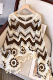 Zigzag Pattern Sweater with Tassels