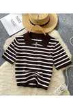 Striped Polo T-Shirt with Zip Detail
