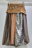 Button-Accented Plaid Skirt