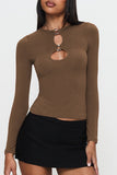 Stylish Ring Detail Long-Sleeve Top