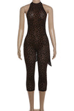Halter Neck Leopard Print Jumpsuit