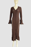 Buttoned Knit Lace Tunic Dress